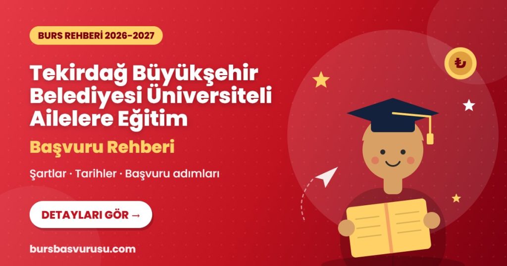 Tekirdağ Büyükşehir Belediyesi Üniversiteli Ailelere Eğitim burs rehberi kapak görseli